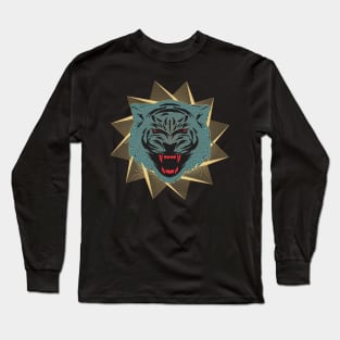 Angry Tiger Art Polygonal Long Sleeve T-Shirt